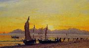 Albert Bierstadt Boats Ashore at Sunset oil painting